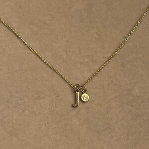 BNWT 14k Solid Yellow Gold Initial J Necklace with Lab Grown Diamond